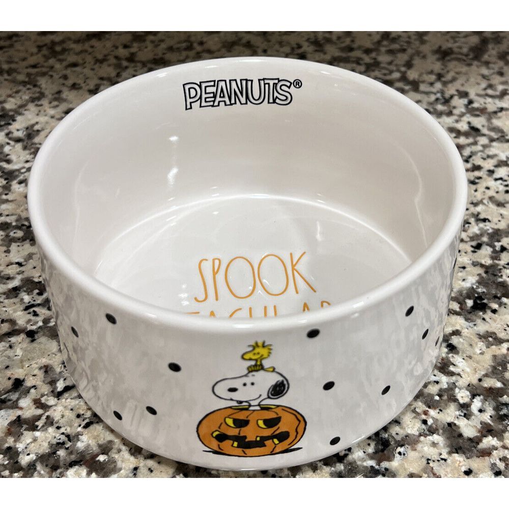 Peanuts x Rae Dunn 2023 Halloween Spook Tacular Snoopy &‎ Woodstock Pet Dog Bowl